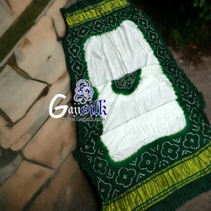 Green White Bandhani Panetar Dupatta GajiSilk - Image 2