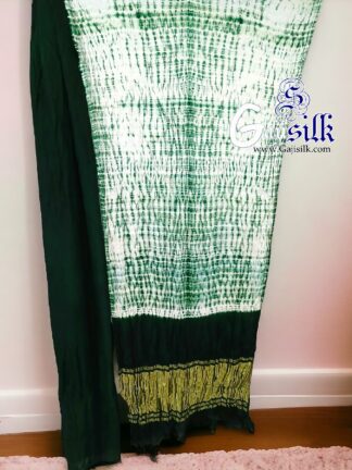 Green Shibori Saree Tie Dye Handmade Gaji Silk