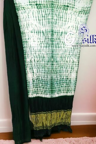 Green Shibori Saree Tie Dye Handmade Gaji Silk