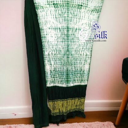 Green Shibori Saree Tie Dye Handmade Gaji Silk