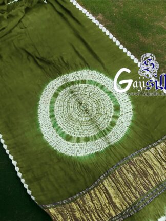 Mehendi Green Shibori Saree Handmade Gaji Silk
