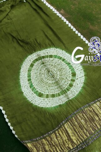Mehendi Green Shibori Saree Handmade Gaji Silk