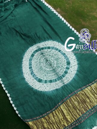 Dark Rama Shibori Saree Handmade Gaji Silk