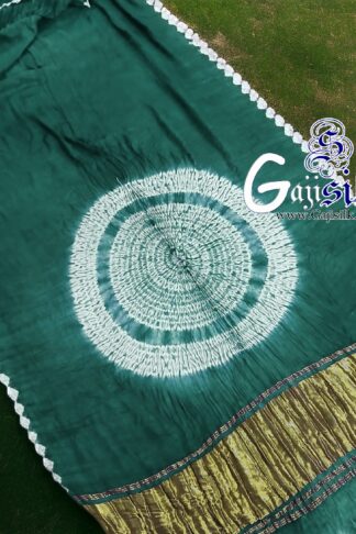 Dark Rama Shibori Saree Handmade Gaji Silk