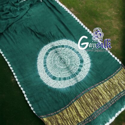 Dark Rama Shibori Saree Handmade Gaji Silk