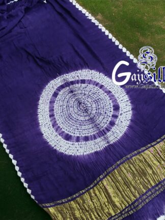 Purple Shibori Saree Handmade Gaji Silk