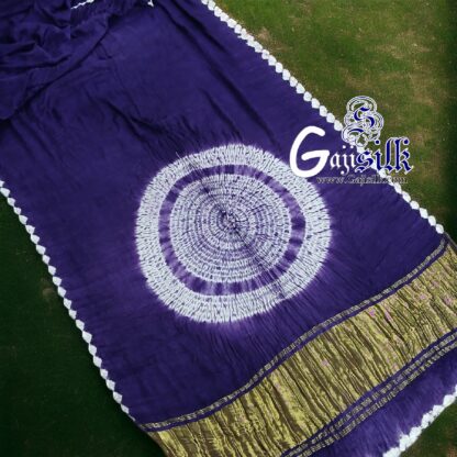 Purple Shibori Saree Handmade Gaji Silk