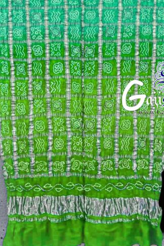 Rama Parrot Bandhani Gharchola Dupatta Pure GajiSilk