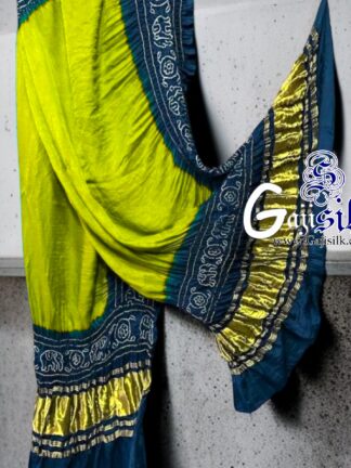 Chatni T Blue Bandhani Gada Boder Dupatta Panetar Pure GajiSilk