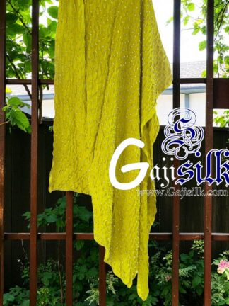 Yellow Dots Rai Dani Bandhani Dupatta Pure GajiSilk