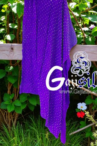 Purple Dots Rai Dani Bandhani Dupatta Pure GajiSilk