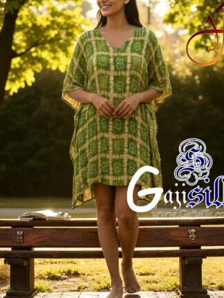 Mehendi Bandhani Gharchola Kaftan Pure Gaji Silk Arfat Khatri Designer