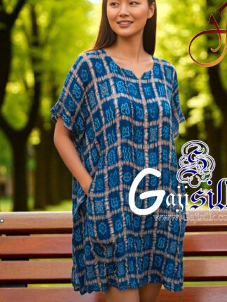 Sky Blue Bandhani Gharchola Kaftan Pure Gaji Silk Arfat Khatri Designer