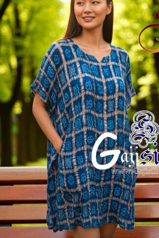 Sky Blue Bandhani Gharchola Kaftan Pure Gaji Silk Arfat Khatri Designer