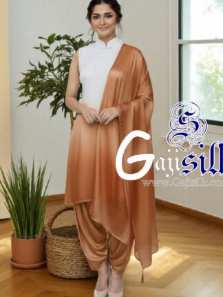 Chicco White Plain Ombre Suit Gaji Silk Dress Material