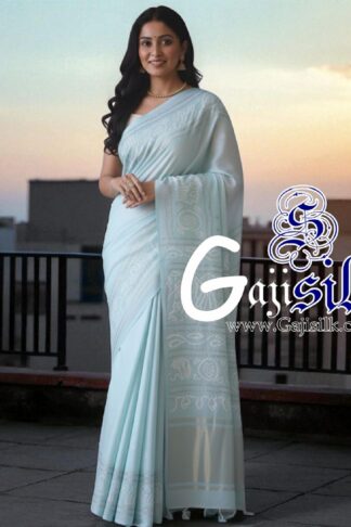 Pastel Sky Panetar Ras Mandal Bandhani Saree Pure Gaji Silk