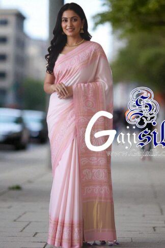 Pastel Pink Panetar Ras Mandal Bandhani Saree Pure Gaji Silk