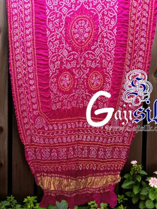 Rani Pink Shikari Rai Bandhani Dupatta Pure Gaji Silk