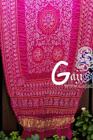 Rani Pink Shikari Rai Bandhani Dupatta Pure Gaji Silk