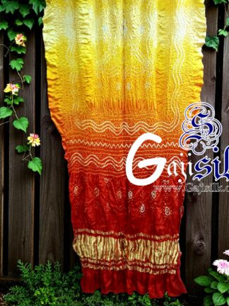 Sunrise Shaded Ombre Bandhani Chandrakhani Dupatta Pure GajiSilk
