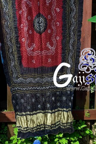 Marron Black Bandhani Chandrakhani Dupatta Pure GajiSilk