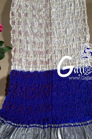 Blue White Gharchola Red Bandhani Saree Pure GajiSilk