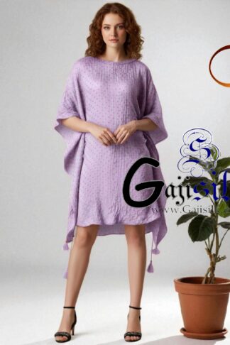 Lavender Red Bandhani Kaftan Pure Gaji Silk Arfat Khatri Designer