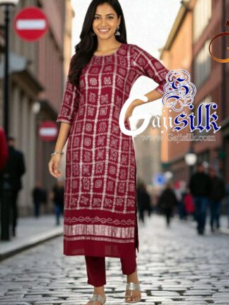 Marron Bandhani Gharchola Kurti Pure Gaji Silk Arfat Khatri Designer