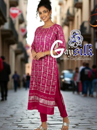 Pink Bandhani Gharchola Kurti Pure Gaji Silk Arfat Khatri Designer