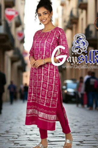Pink Bandhani Gharchola Kurti Pure Gaji Silk Arfat Khatri Designer
