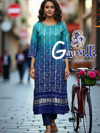 Sky Blue Bandhani Gharchola Kurti Pure Gaji Silk Arfat Khatri Designer