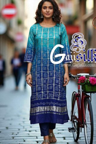 Sky Blue Bandhani Gharchola Kurti Pure Gaji Silk Arfat Khatri Designer