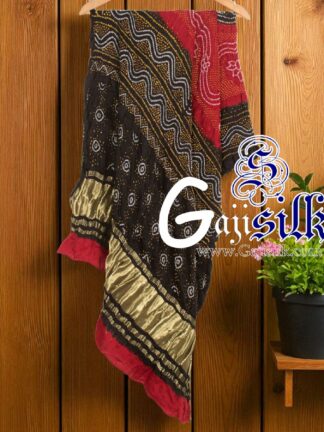 Red Black Bandhani Old Chandrakhani Dupatta Pure GajiSilk