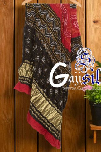 Red Black Bandhani Old Chandrakhani Dupatta Pure GajiSilk