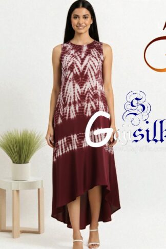 Marron Shibori Kurti Gaji Silk Arfat Khatri Designer