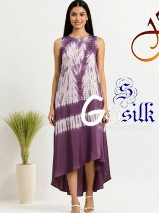 Lavender Flower Shibori Kurti Gaji Silk Arfat Khatri Designer