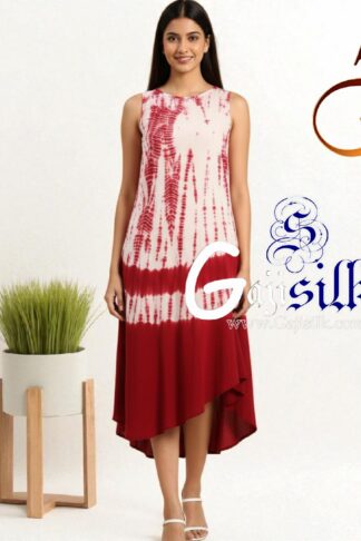 Red Shibori Kurti Gaji Silk Arfat Khatri Designer