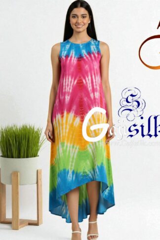 Multi Shibori Kurti Gaji Silk Arfat Khatri Designer