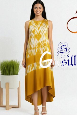 Yellow Shibori Kurti Gaji Silk Arfat Khatri Designer