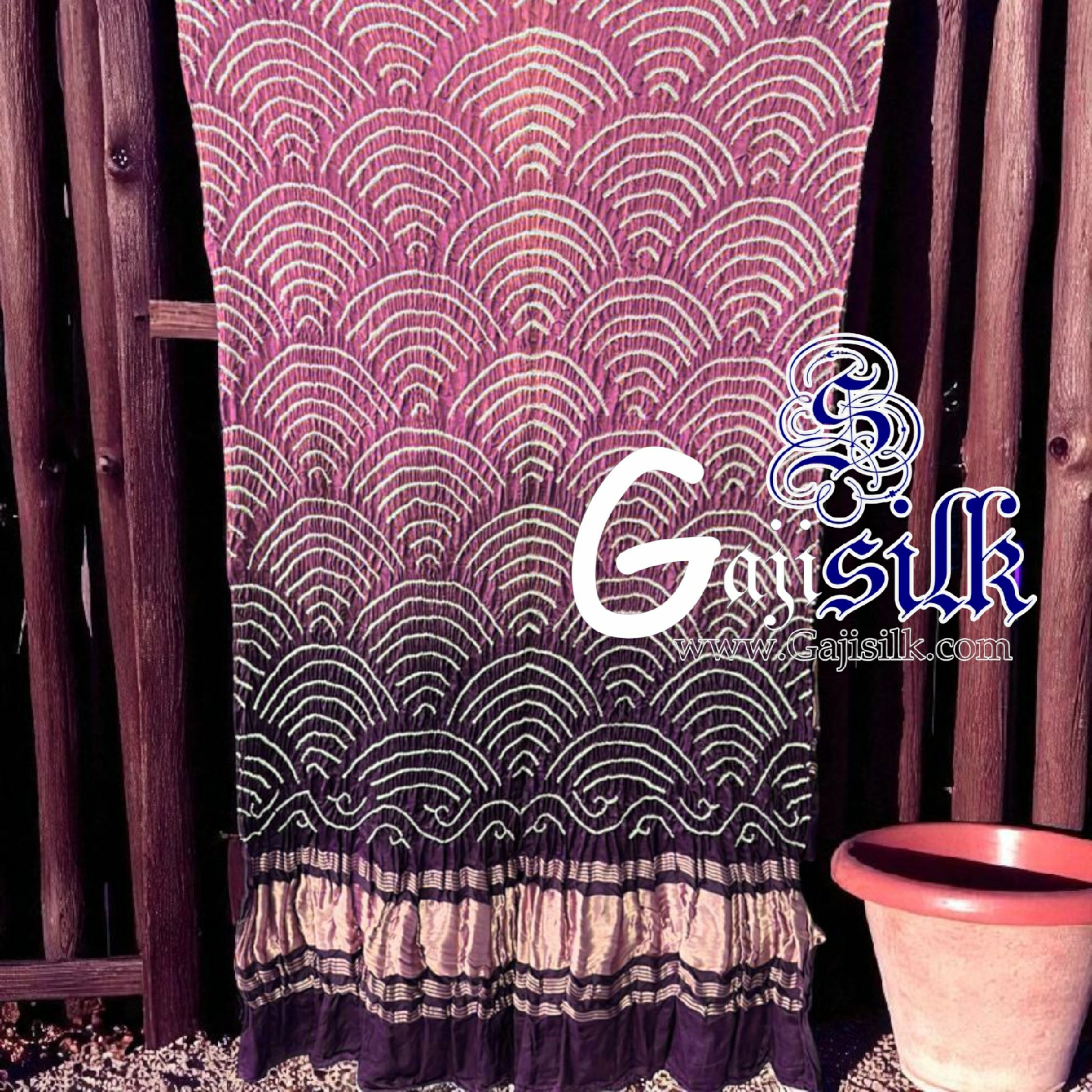 Cherry Current Bandhani Dupatta Wifi Design Pure GajiSilk