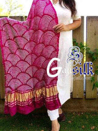 Magenta Bandhani Dupatta Wifi Design Pure GajiSilk