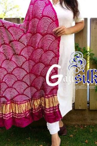 Magenta Bandhani Dupatta Wifi Design Pure GajiSilk