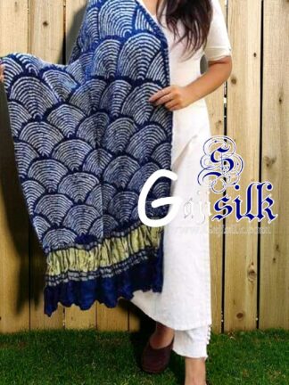 Navy Bandhani Dupatta Wifi Design Pure GajiSilk