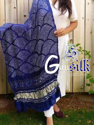 Blue Bandhani Dupatta Wifi Design Pure GajiSilk