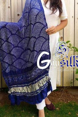 Blue Bandhani Dupatta Wifi Design Pure GajiSilk