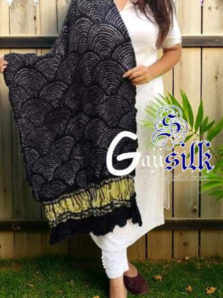 Black Bandhani Dupatta Wifi Design Pure GajiSilk