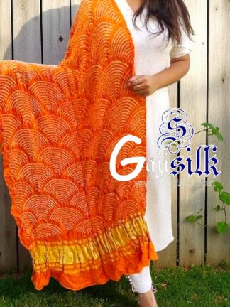 Golden Bandhani Dupatta Wifi Design Pure GajiSilk