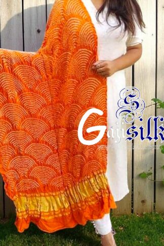 Golden Bandhani Dupatta Wifi Design Pure GajiSilk