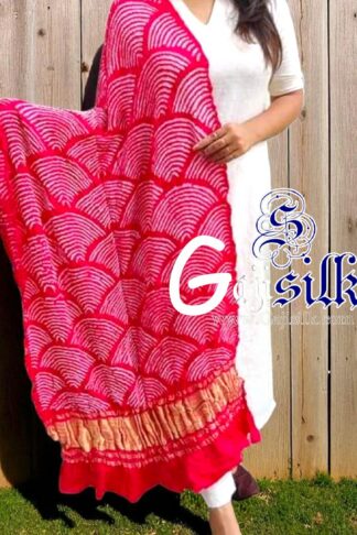 Pink Bandhani Dupatta Wifi Design Pure GajiSilk
