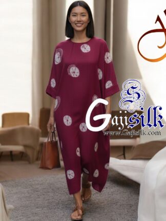 Magenta Big Bandhani Bandhej Kaftan Gaji Silk